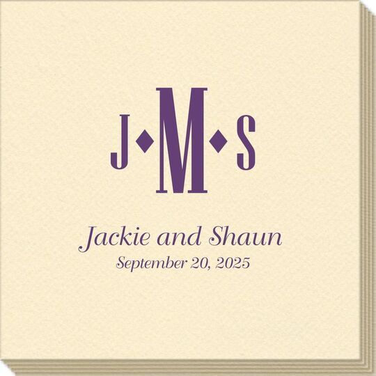 Condensed Monogram with Text Linen Like Napkins